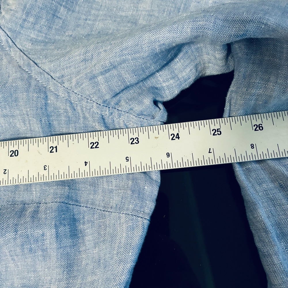 Tahari 100% Linen Long Sleeve Button Up Blue Top NO SIZE TAG SEE MEASUREMENTS - Picture 5 of 8